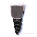 Free part 4"X4" sweden lace skin color Jet black human hair closure piece